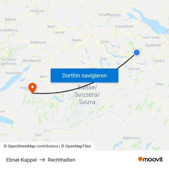 Ebnat-Kappel to Rechthalten map