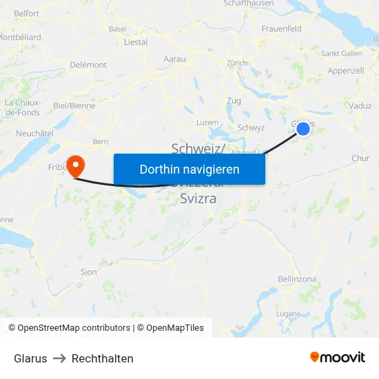 Glarus to Rechthalten map