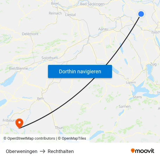 Oberweningen to Rechthalten map