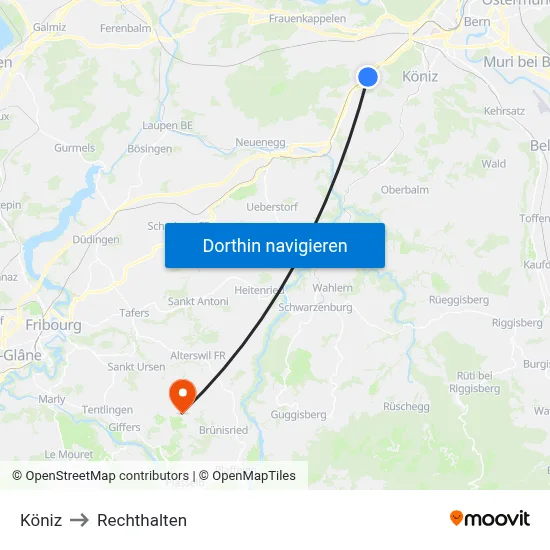 Köniz to Rechthalten map