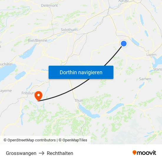 Grosswangen to Rechthalten map
