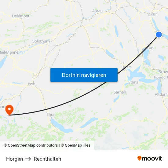 Horgen to Rechthalten map