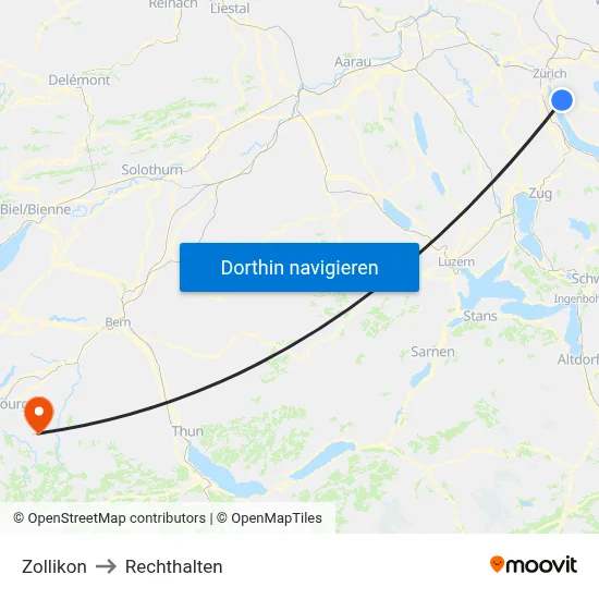 Zollikon to Rechthalten map