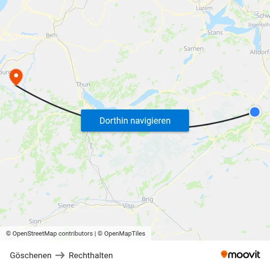 Göschenen to Rechthalten map