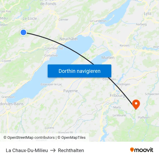 La Chaux-Du-Milieu to Rechthalten map