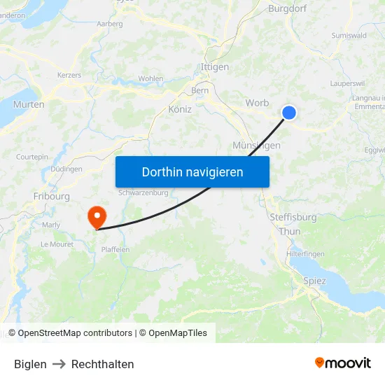 Biglen to Rechthalten map