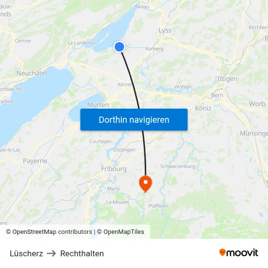 Lüscherz to Rechthalten map