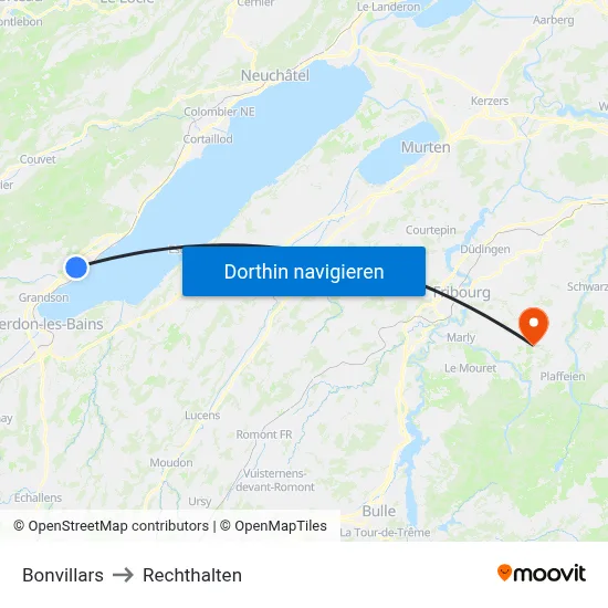 Bonvillars to Rechthalten map