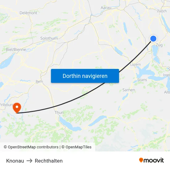 Knonau to Rechthalten map
