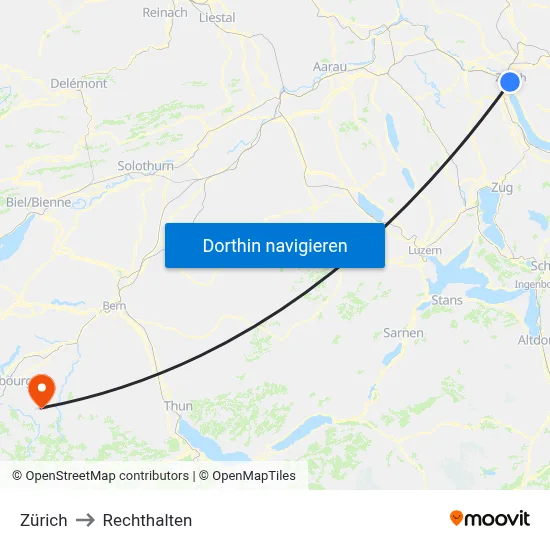 Zürich to Rechthalten map