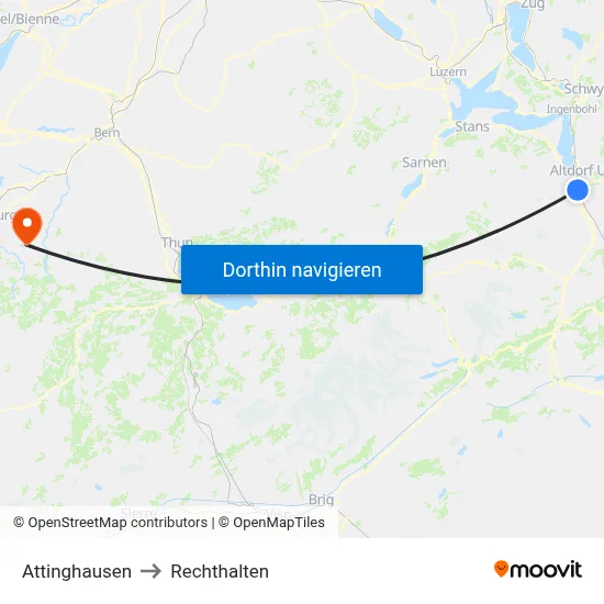 Attinghausen to Rechthalten map