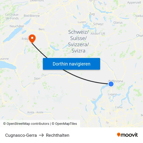 Cugnasco-Gerra to Rechthalten map