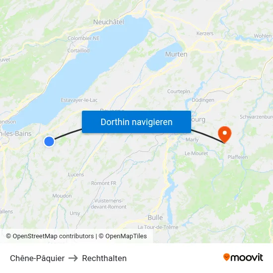 Chêne-Pâquier to Rechthalten map