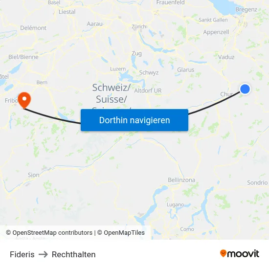 Fideris to Rechthalten map