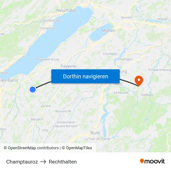 Champtauroz to Rechthalten map