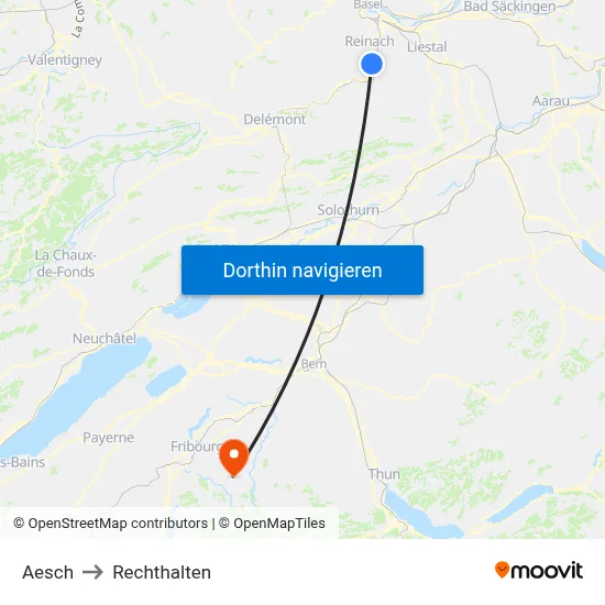 Aesch to Rechthalten map