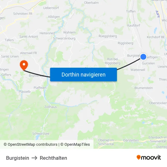 Burgistein to Rechthalten map