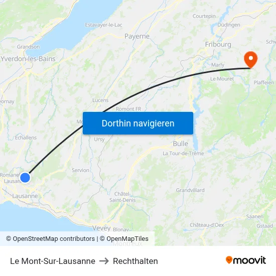 Le Mont-Sur-Lausanne to Rechthalten map