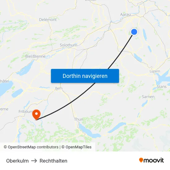Oberkulm to Rechthalten map