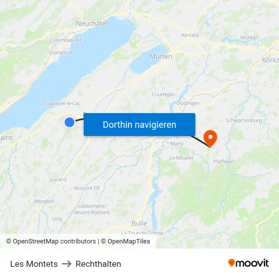 Les Montets to Rechthalten map