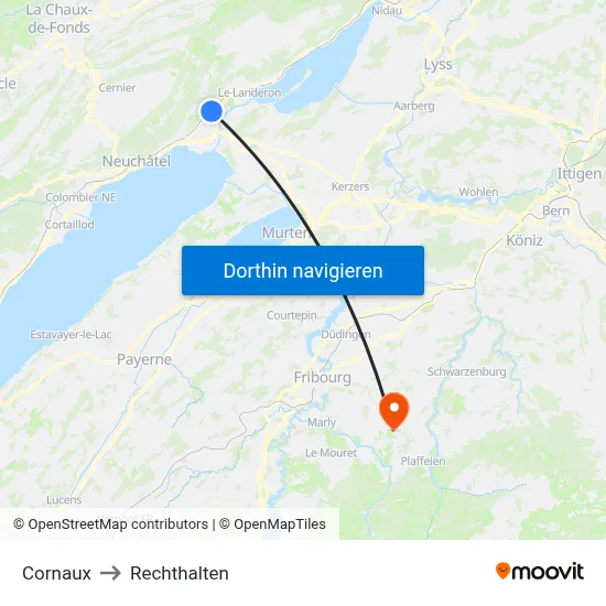 Cornaux to Rechthalten map