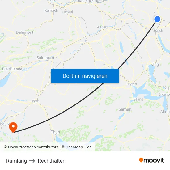 Rümlang to Rechthalten map