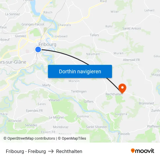 Fribourg - Freiburg to Rechthalten map