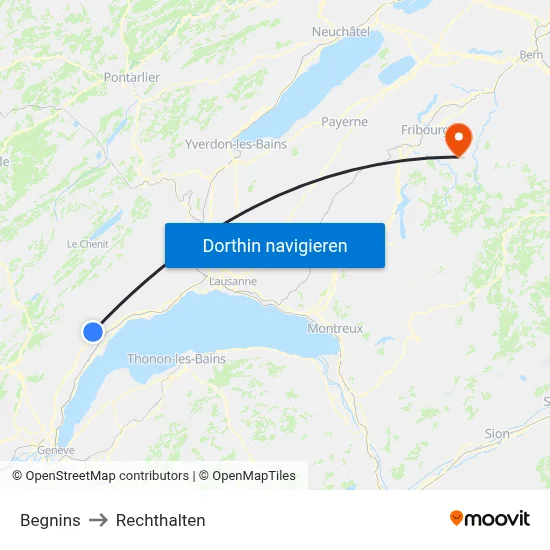 Begnins to Rechthalten map