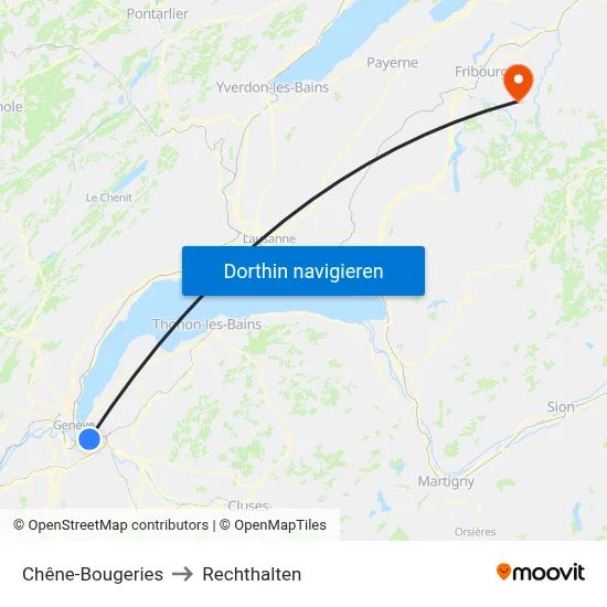 Chêne-Bougeries to Rechthalten map