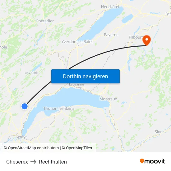 Chéserex to Rechthalten map