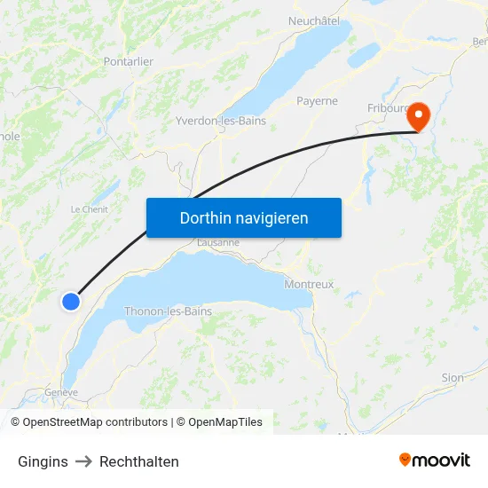 Gingins to Rechthalten map