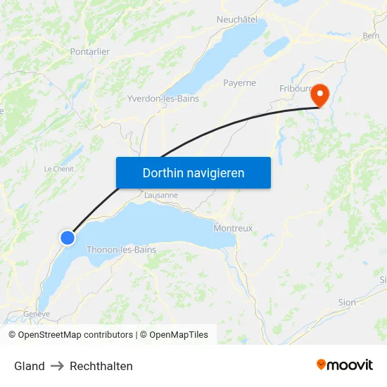 Gland to Rechthalten map