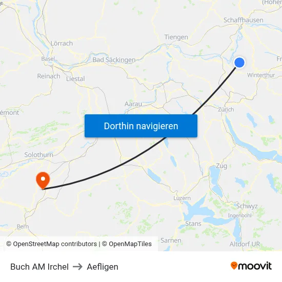 Buch AM Irchel to Aefligen map