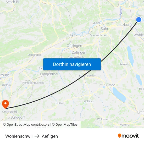 Wohlenschwil to Aefligen map