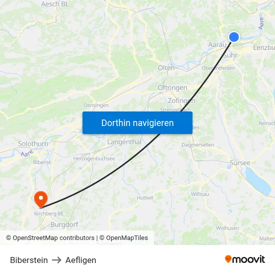 Biberstein to Aefligen map