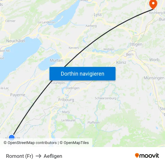 Romont (Fr) to Aefligen map
