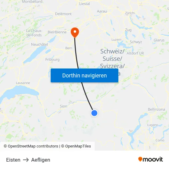 Eisten to Aefligen map