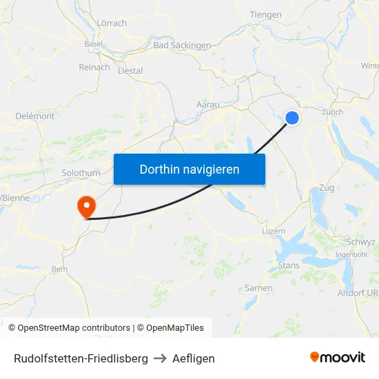 Rudolfstetten-Friedlisberg to Aefligen map