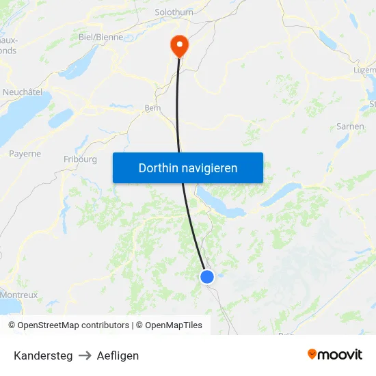 Kandersteg to Aefligen map