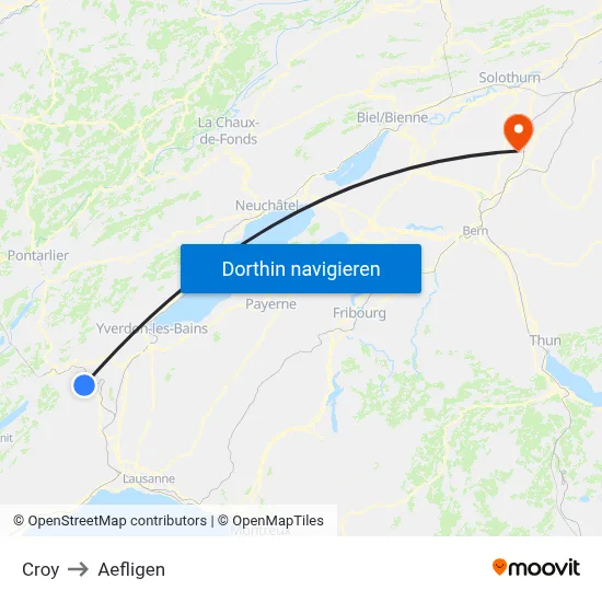 Croy to Aefligen map