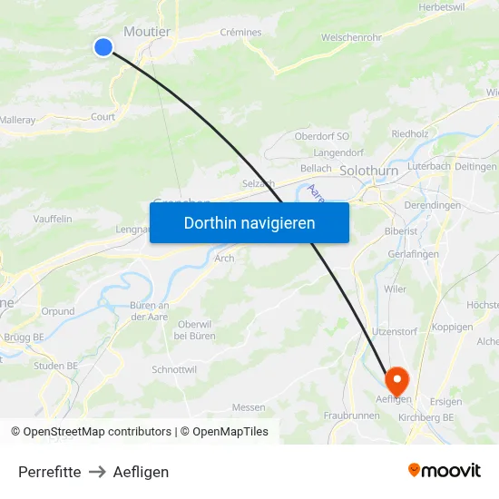 Perrefitte to Aefligen map