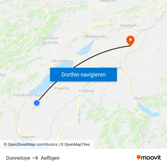 Donneloye to Aefligen map