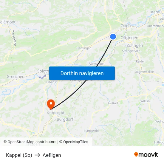 Kappel (So) to Aefligen map
