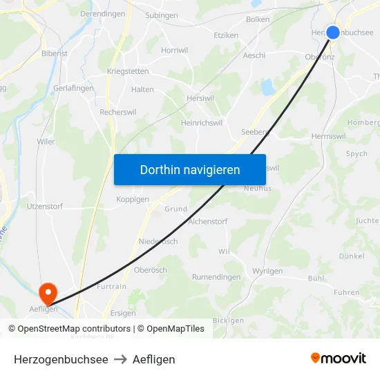 Herzogenbuchsee to Aefligen map