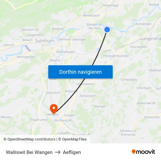 Walliswil Bei Wangen to Aefligen map