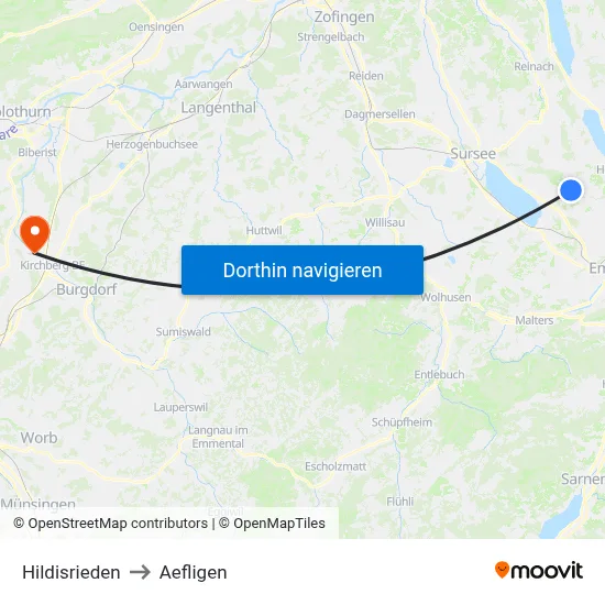 Hildisrieden to Aefligen map