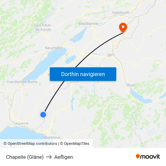 Chapelle (Glâne) to Aefligen map