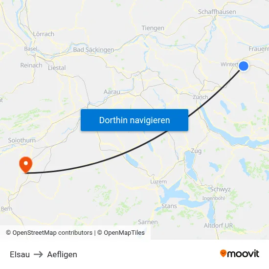 Elsau to Aefligen map
