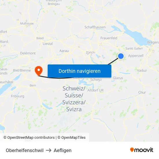 Oberhelfenschwil to Aefligen map
