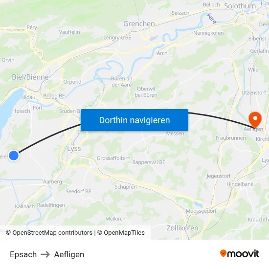 Epsach to Aefligen map